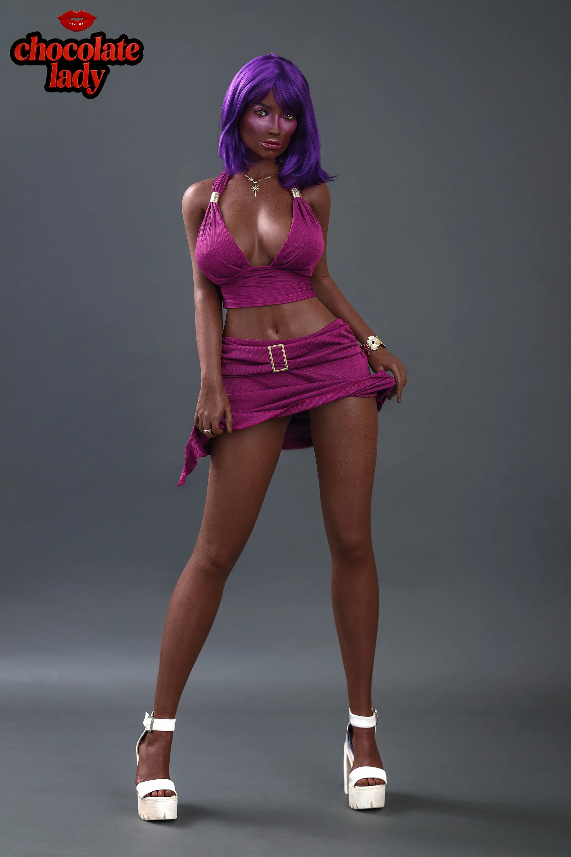 Aim 160cm C-Cup Silicone Sex Doll - Chocolate Lady Doll - Image 6