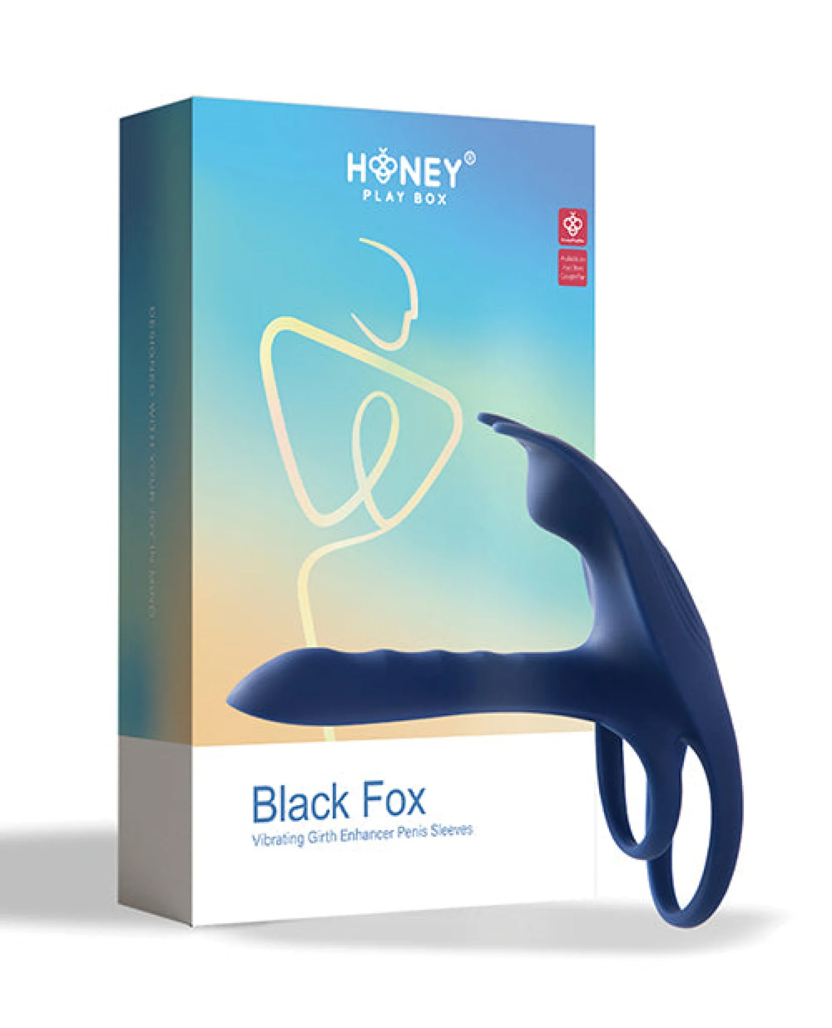 Black Fox Vibrating Girth Enhancer Penis Sleeve - Blue - Image 2