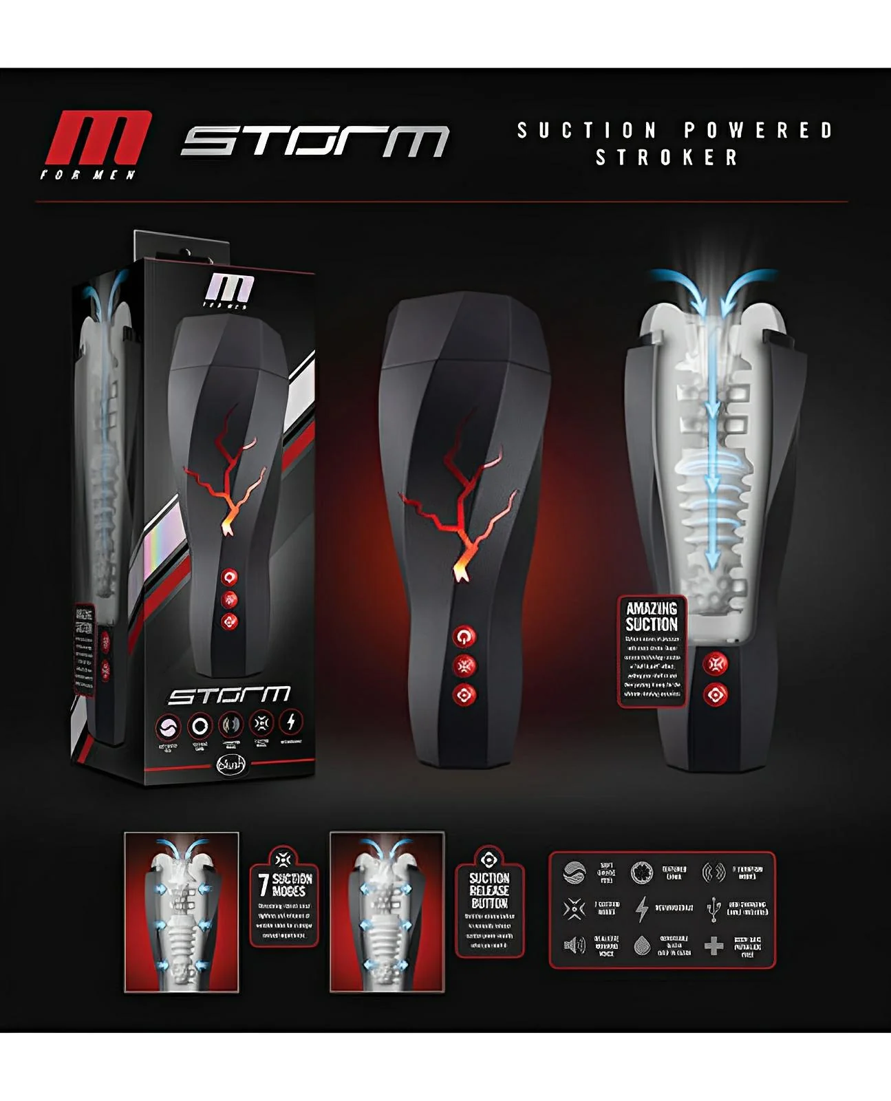 Blush M For Men Storm Suction Powered Stroker - Clear - Image 3