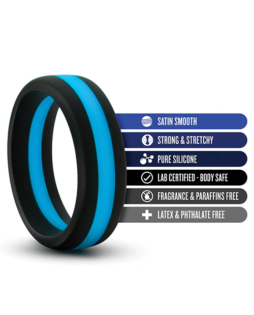 Blush Performance Silicone Go Pro Cock Ring - Black/Blue - Image 2