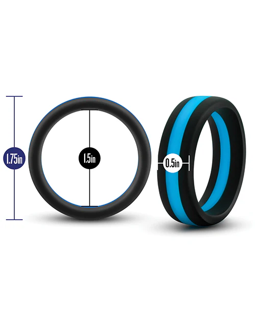 Blush Performance Silicone Go Pro Cock Ring - Black/Blue - Image 3