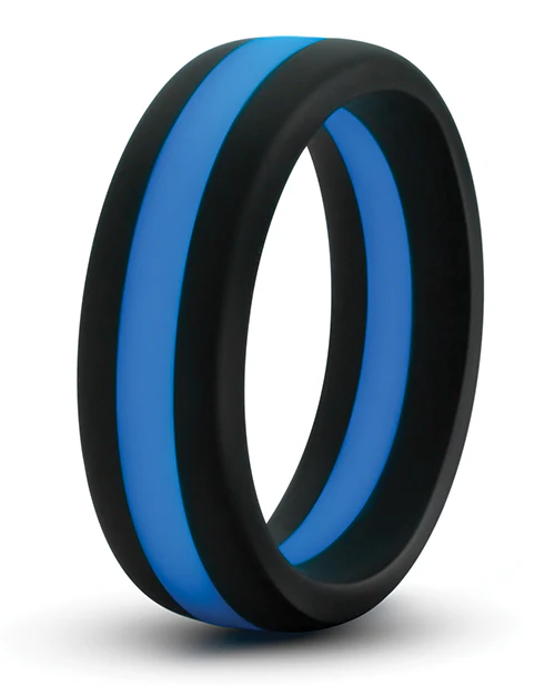 Blush Performance Silicone Go Pro Cock Ring - Black/Blue - Image 5
