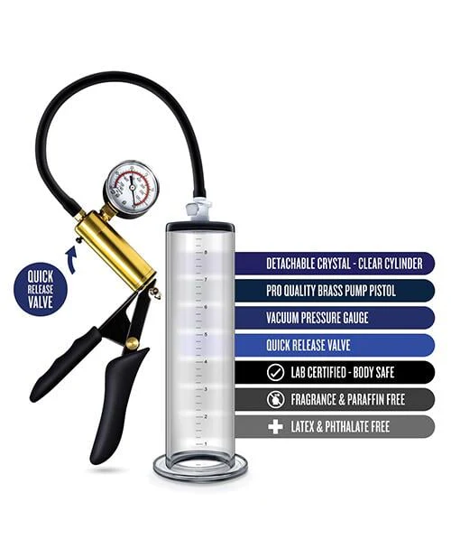 Blush Performance Vx6 Vacuum Penis Pump W-brass Pistol & Pressure Gauge - Clear - Image 2
