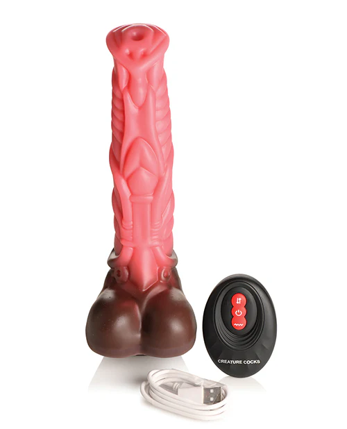 Creature Cocks Deluxe Centaur Thrusting & Vibrating Silicone Dildo w/Remote Control - Peach/Brown - Image 3