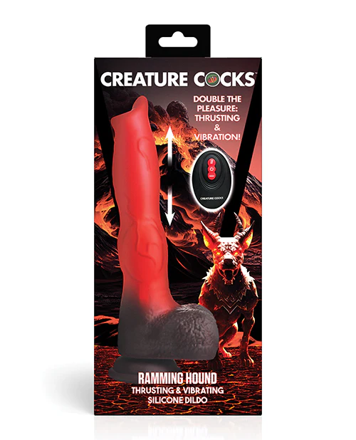 Creature Cocks Ramming Hound Thrusting & Vibrating Silicone Dildo w/Remote Control - Red/Brown - Image 2