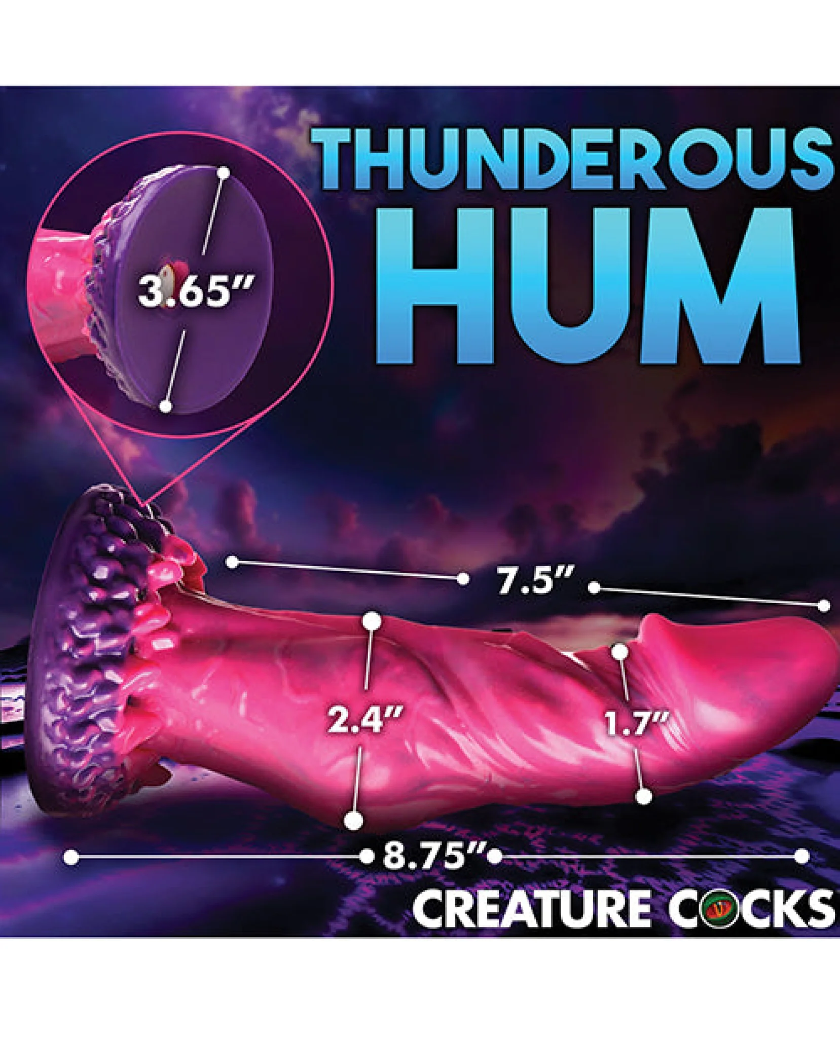 Creature Cocks Xenox Vibrating Silicone Dildo w/Remote - Pink/Purple - Image 5
