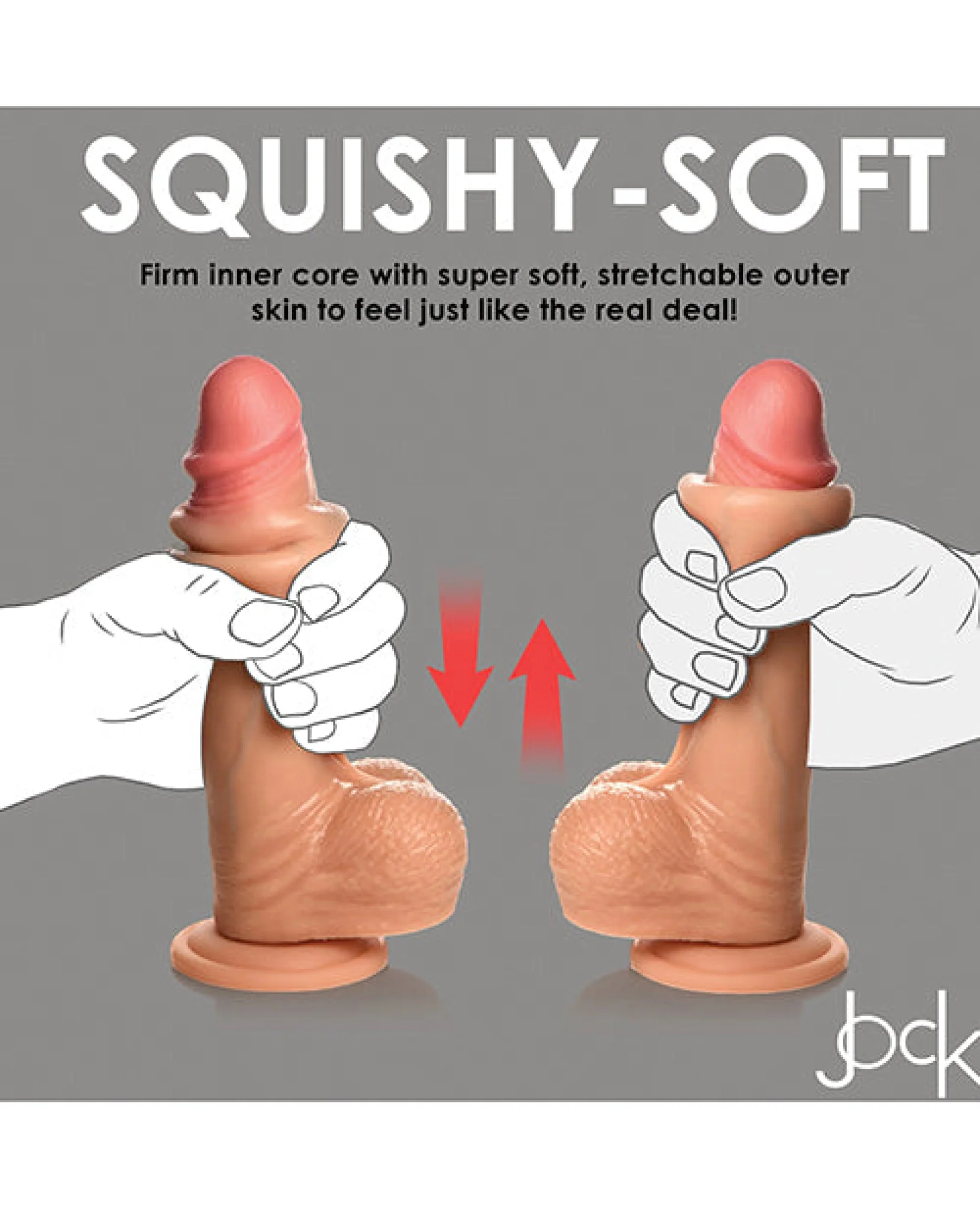 Curve Toys Jock Real Skin Silicone 8" Dildo w/Balls - Image 3