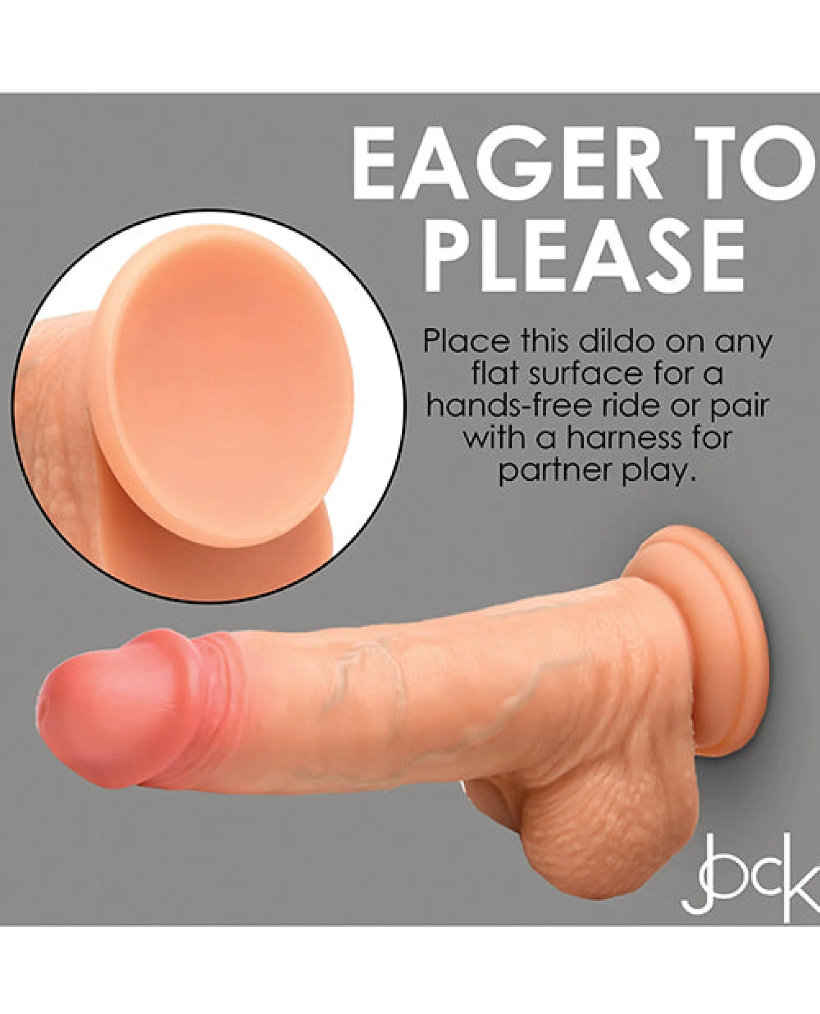 Curve Toys Jock Real Skin Silicone 8" Dildo w/Balls - Image 5