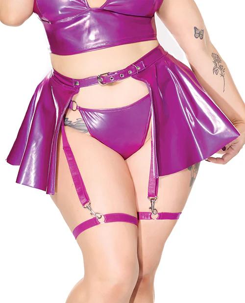 Darque PVC Skirt w/Removable Leg Straps - Purple QN - Image 2