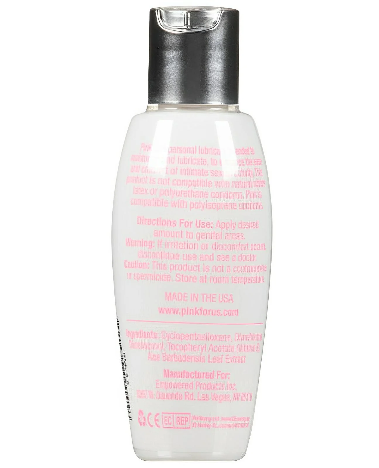 Pink Silicone Lube Flip Top Bottle - Image 2