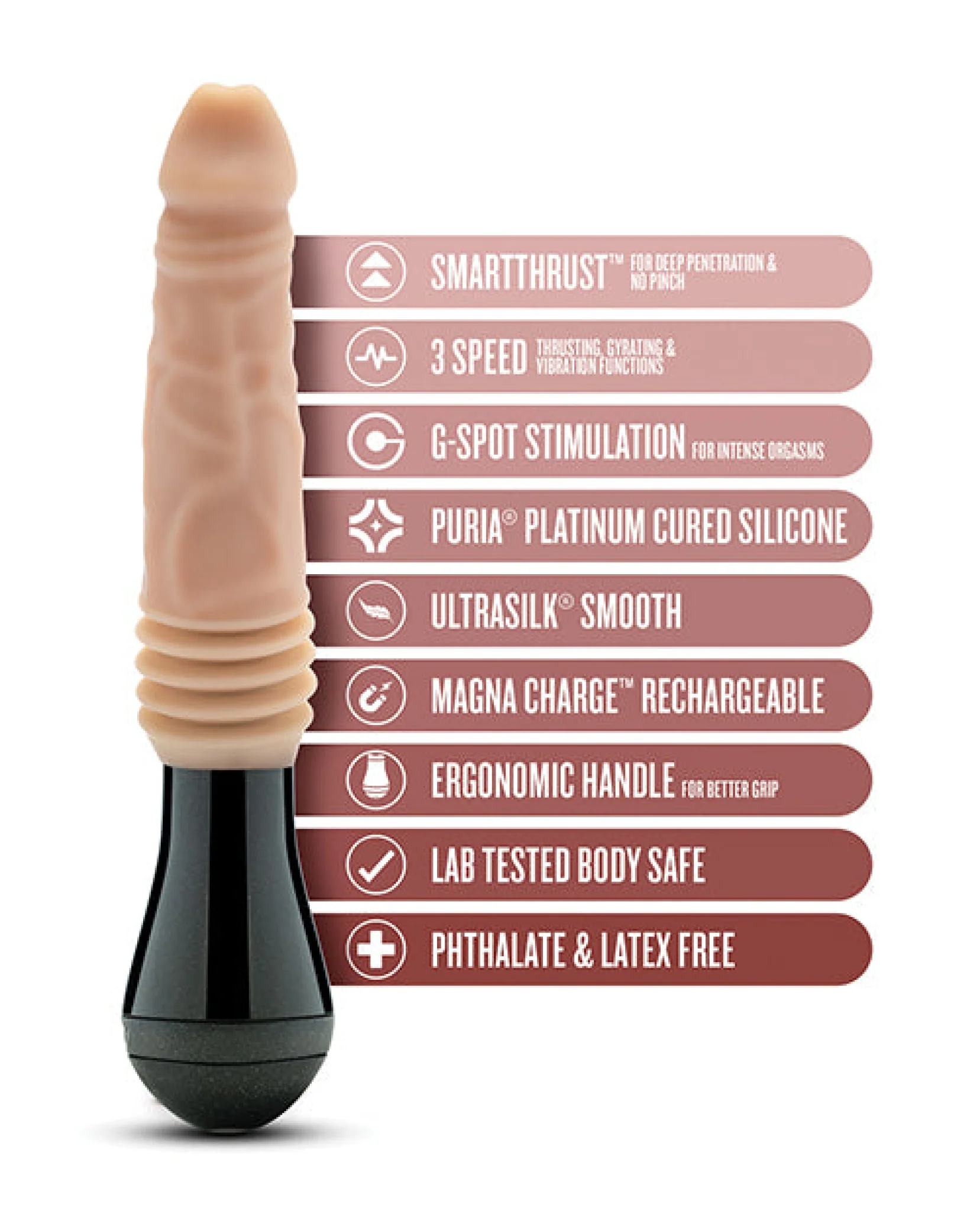 Blush Dr. Skin Silicone Dr. Arthur Thrusting Gyrating Vibrating Dildo - Image 3