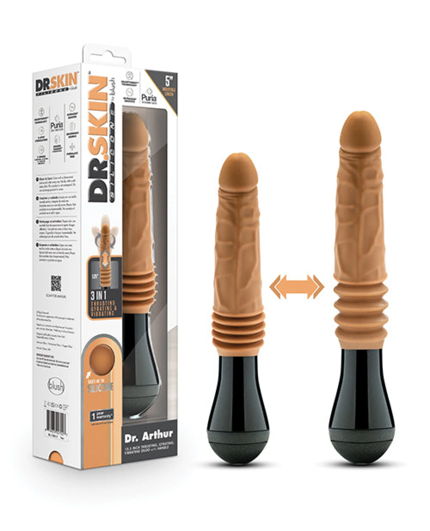 Blush Dr. Skin Silicone Dr. Arthur Thrusting Gyrating Vibrating Dildo - Image 6