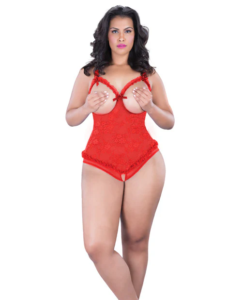 Lace Open Cup & Crotchless Teddy - Image 4