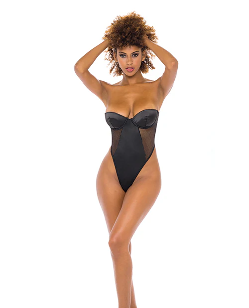 Josephine High Leg Teddy W/removable Fishnet Collared Harness Black - Image 3