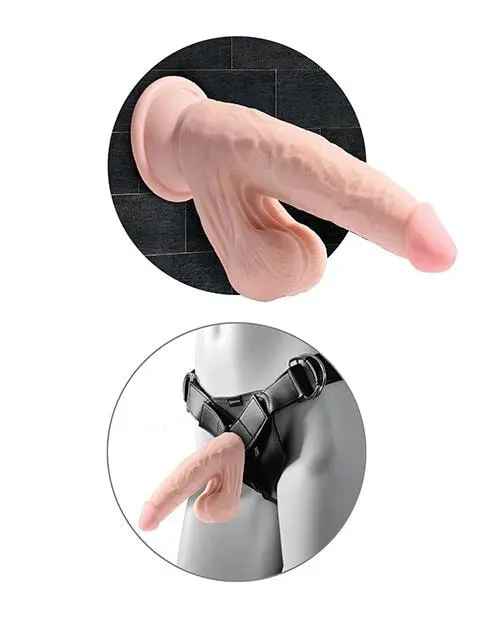 King Cock Plus Triple Density Cock W/swinging Balls - Ivory - Image 3