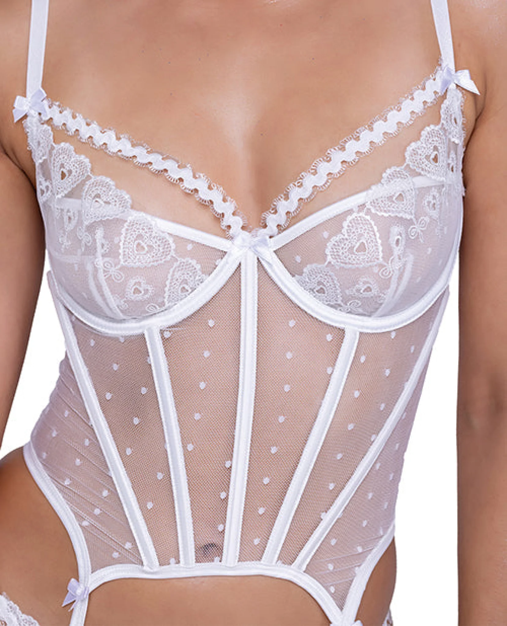 Forever Yours Embroidered Bustier & Thong White - Image 3