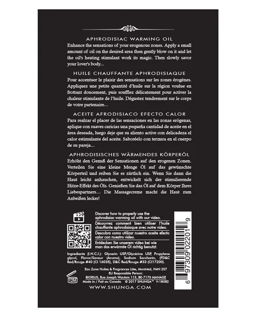 Shunga Warming Oil - 3.5 Oz Midnight Sorbet - Image 2