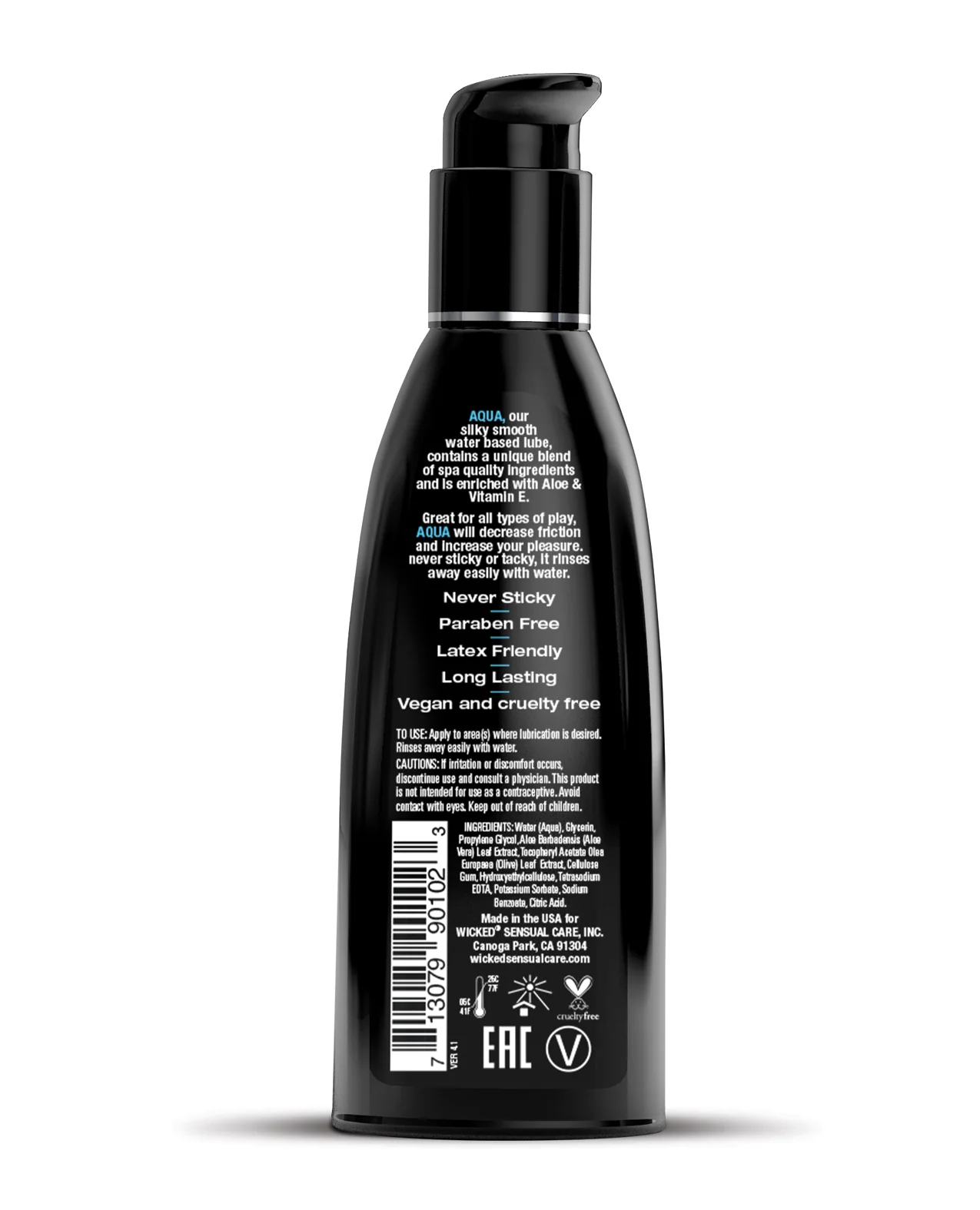 Wicked Sensual Care Aqua Water Based Lubricant - Oz - Image 2