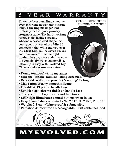 Evolved Lickity Slit Oral Massager - Black - Image 5