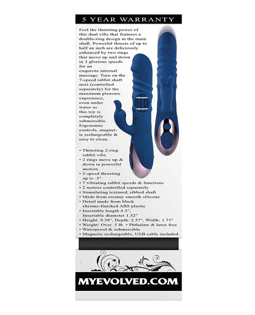 Evolved The Ringer Rechargeable Thrusting Rabbit - Blue - Image 4