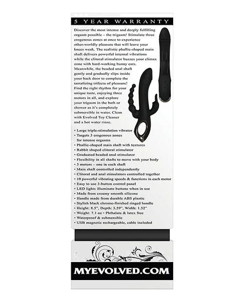 Evolved Trifecta Triple Stim Rechargeable - Black - Image 3