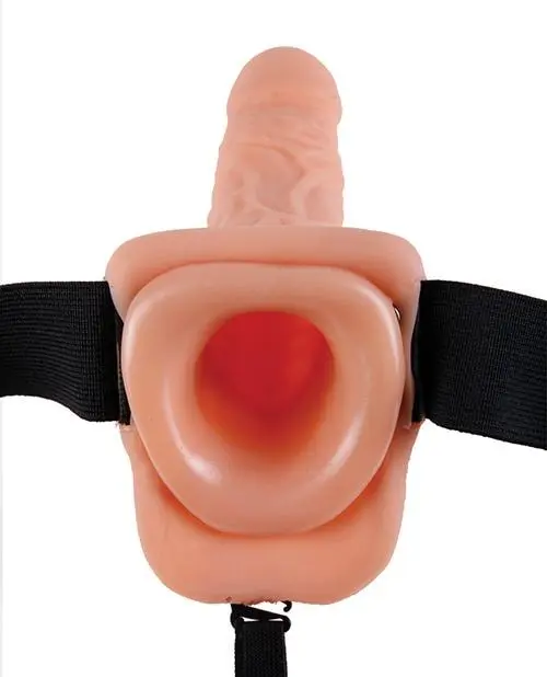 Fetish Fantasy Series 9" Vibrating Hollow Strap On W-balls - Flesh - Image 4