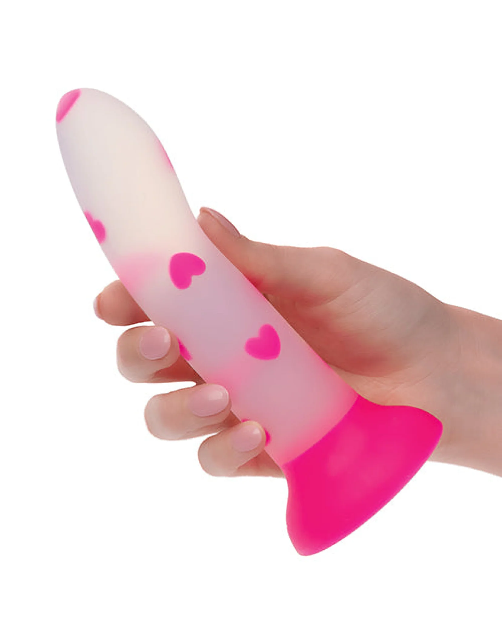 Glow Stick Heart Suction Cup Glow-in-the-Dark Dildo - Pink - Image 2