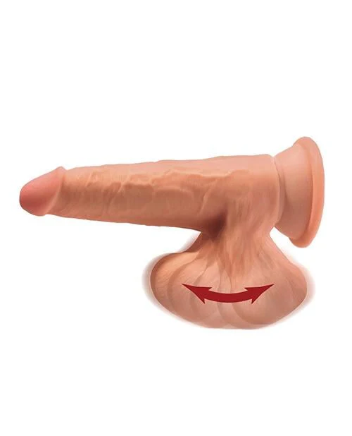 King Cock Plus 7" Triple Density Cock W-swinging Balls - Tan - Image 3