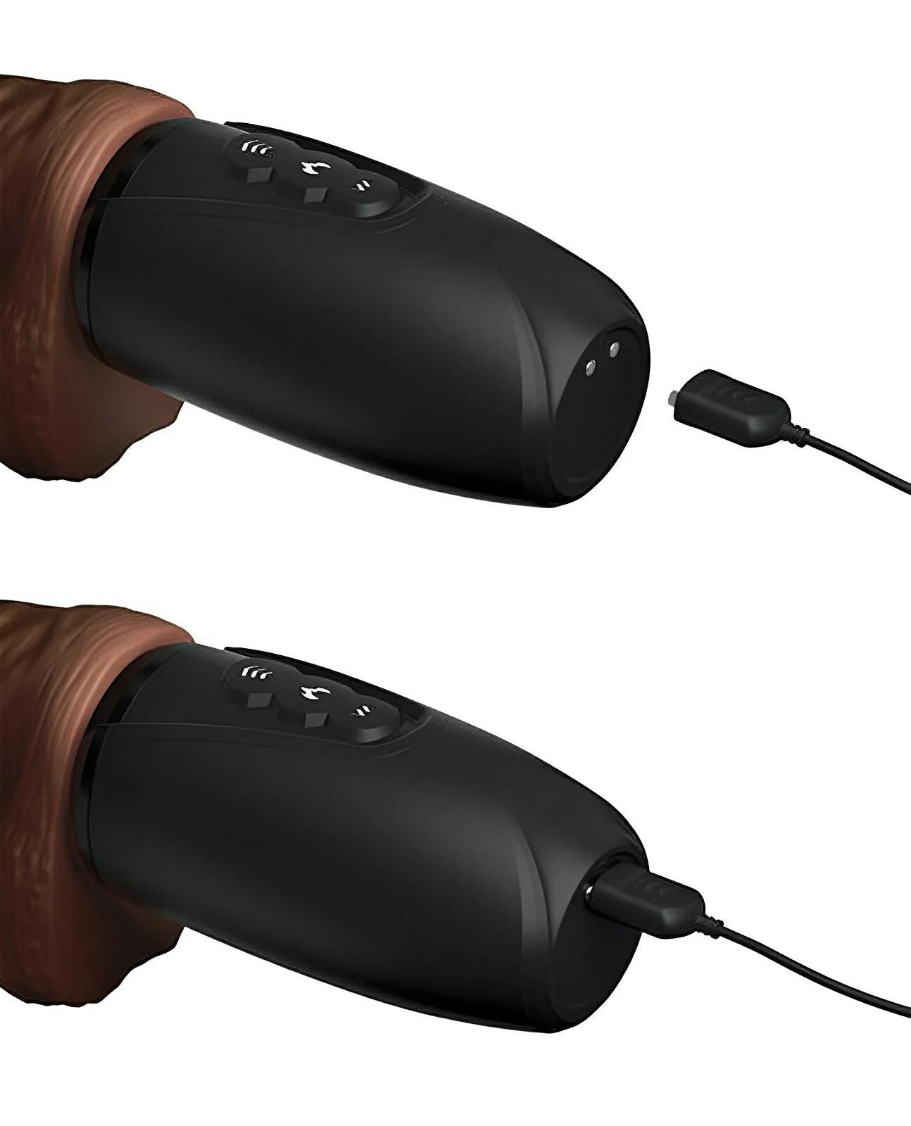 King Cock Plus Thrusting, Warming & Vibrating  7.5" Triple Threat Dong - Brown - Image 4