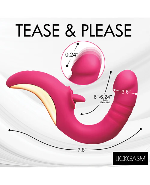 Lickgasm Tease & Please Thrusting & Licking Vibrator - Pink - Image 3