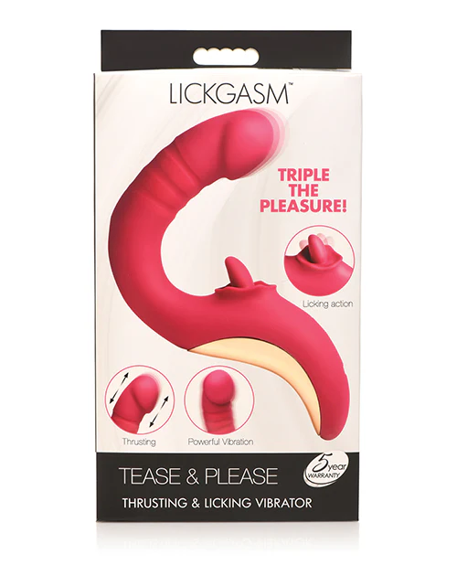 Lickgasm Tease & Please Thrusting & Licking Vibrator - Pink - Image 4