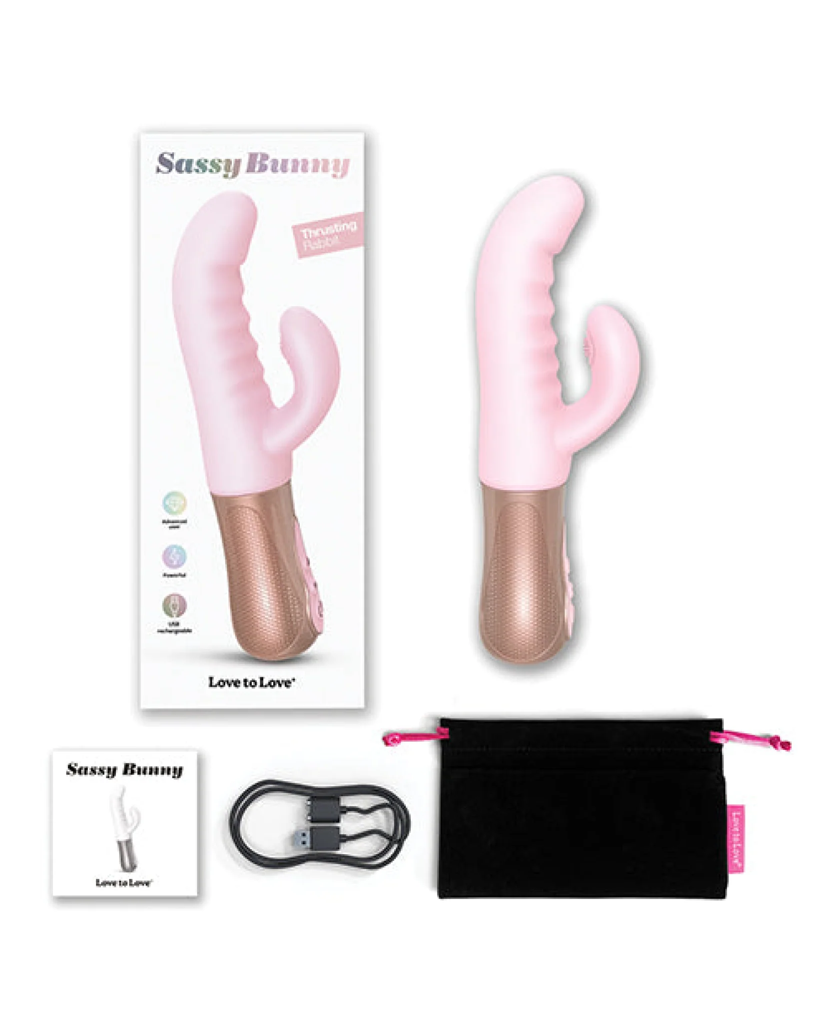 Love to Love Sassy Bunny Thrusting G-Spot Rabbit - Baby Pink - Image 3