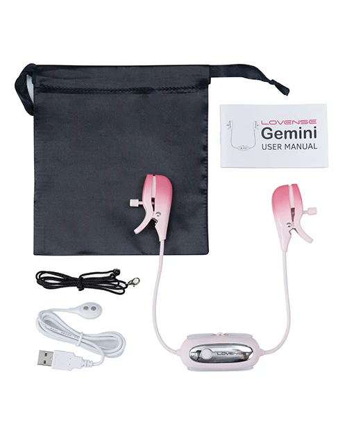 Lovense Gemini Vibrating Nipple Clamps - Pink - Image 3