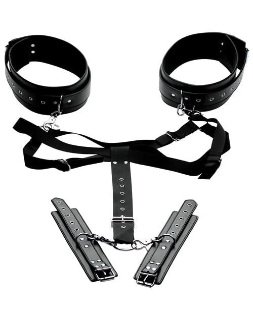 Master Series Acquire Easy Access Thigh Harness W-wrist Cuffs - Black - Image 2