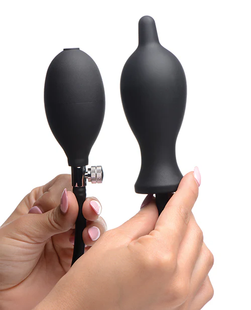 Master Series Dark Inflator Inflatable Silicone Anal Plug - Black - Image 2