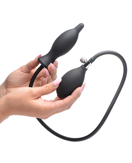Master Series Dark Inflator Inflatable Silicone Anal Plug - Black - Image 3