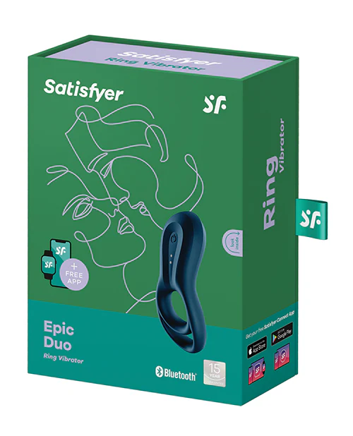 Satisfyer Epic Duo Ring Vibrator - Dark Blue - Image 2
