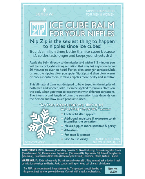 Sensuva Nip Zip Ice Cube Nip Balm - Image 2