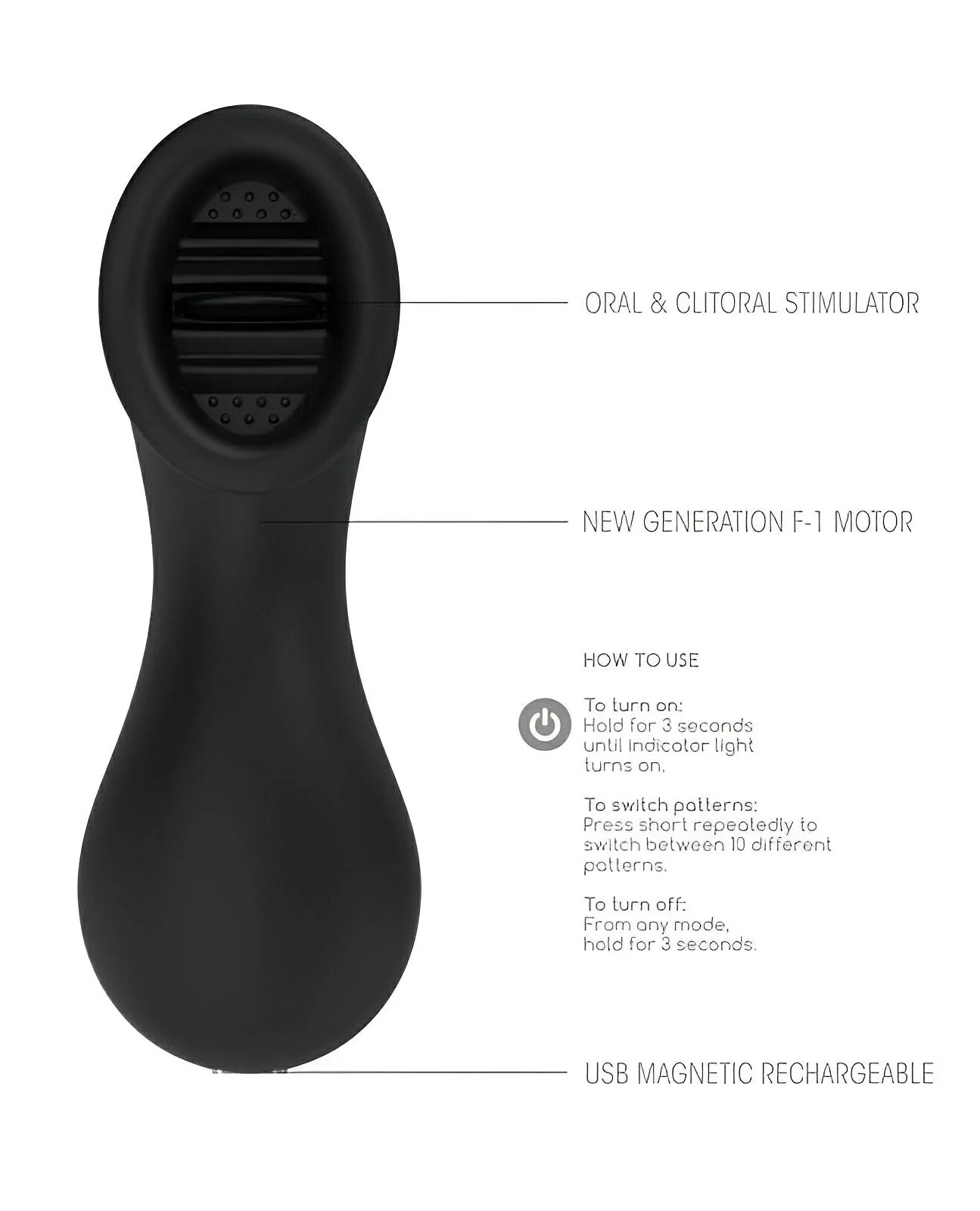 Shots Elegance Dreamy Oral Clitoral Stimulator - 10 Speed Black - Image 2