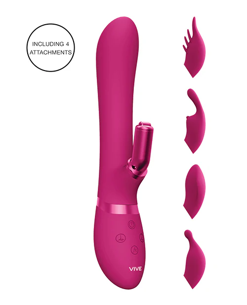 Shots Vive Chou G-Spot Rabbit w/Interchangeable Clitoral Attachments - Pink - Image 3