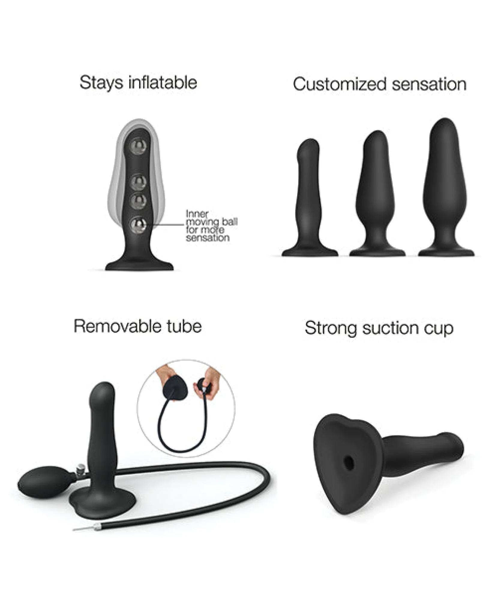 Strap On Me Inflatable Dildo Plug - Black - Image 2