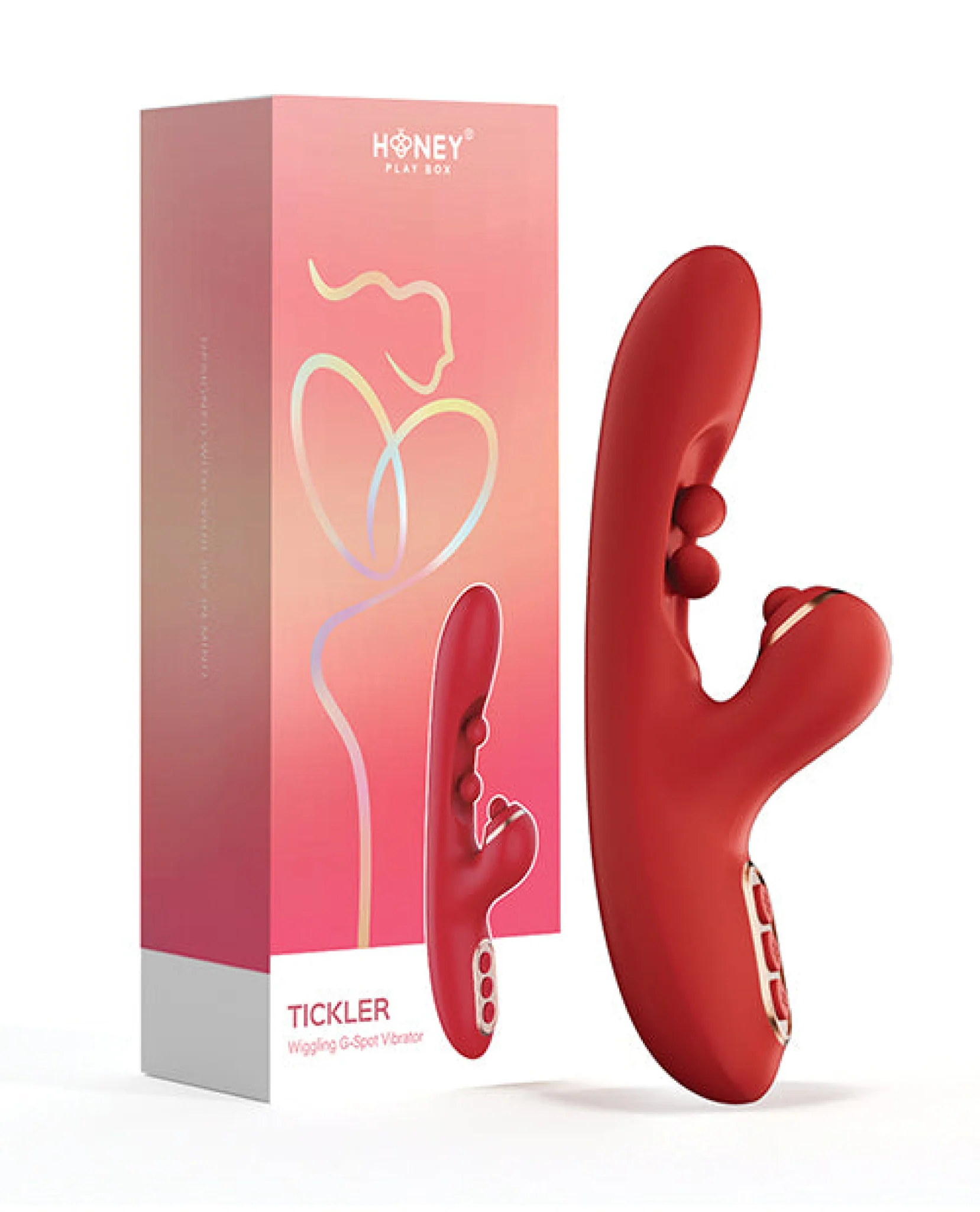 Tickler Wiggling G-Spot Vibrator & Tapping Clitoral Stimulator - Red - Image 2