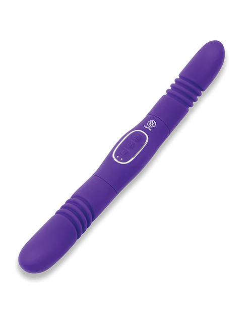 Together Double Delight Double-Ended Vibrating & Thrusting Vibrator - Purple - Image 4