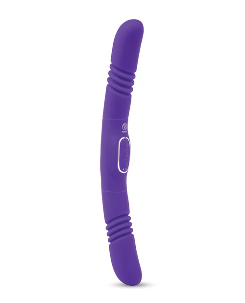 Together Double Delight Double-Ended Vibrating & Thrusting Vibrator - Purple - Image 5