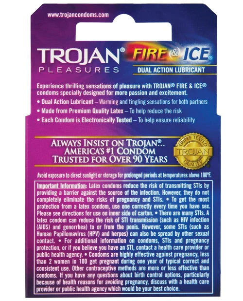 Trojan Fire & Ice Condoms - Box Of 3 - Image 2