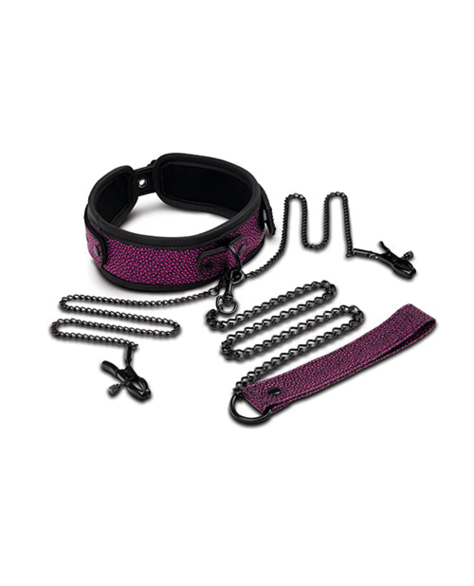 WhipSmart Dragon's Lair Collar, Leash & Nipple Clips Set - Image 2