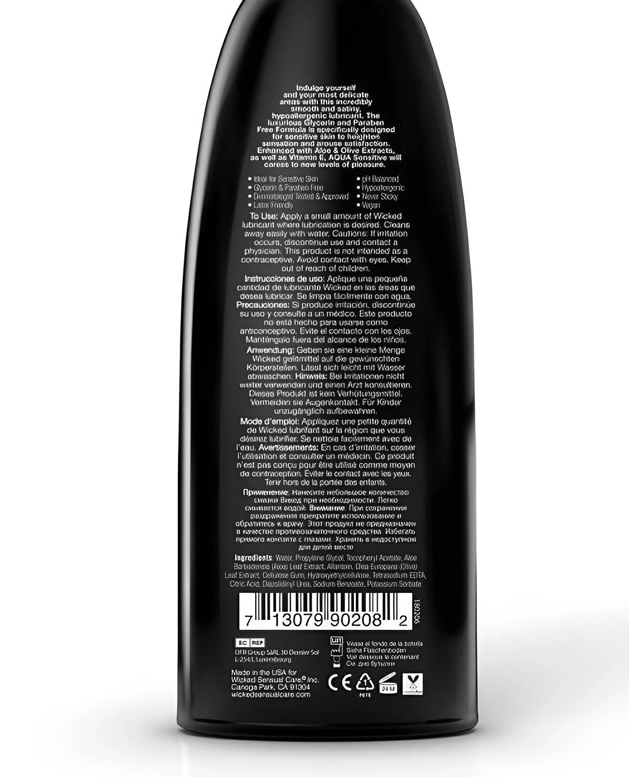 Wicked Sensual Care Hypoallergic Aqua Sensitive Lubricant - 8 Oz - Image 2