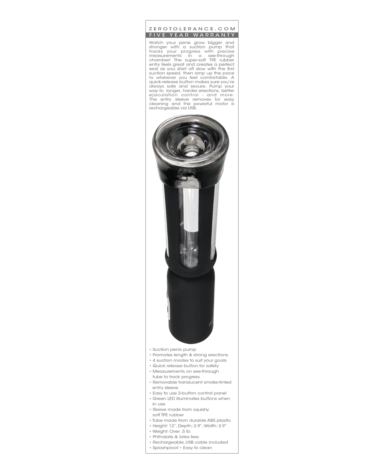 Zero Tolerance Pump It Up Suction Penis Pump - Black - Image 5